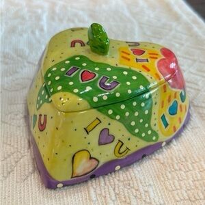 Vintage Rare Express Arts Hand Painted Ceramic Trinket Box